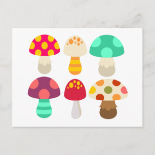 Carte Postale De mignons champignons colorés