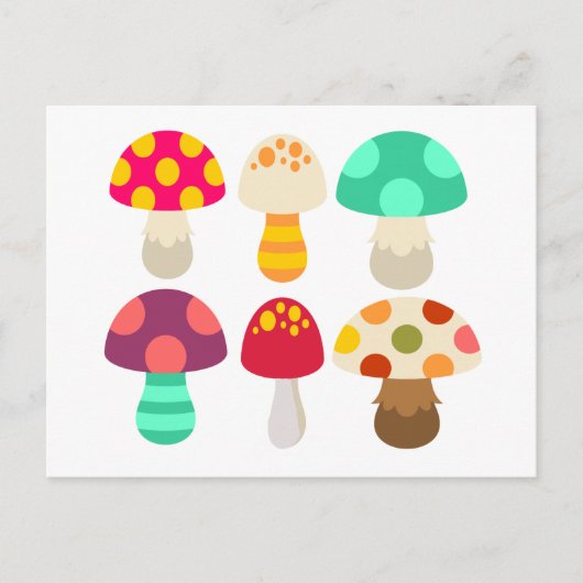Carte Postale De mignons champignons colorés (Devant)