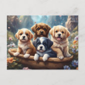 Carte Postale De mignons chiots dans un panier, sur mesure (Devant)