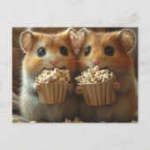 Carte Postale De mignons hamsters avec du pop-corn (Devant)
