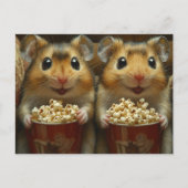 Carte Postale De mignons hamsters bruns avec du pop-corn (Devant)