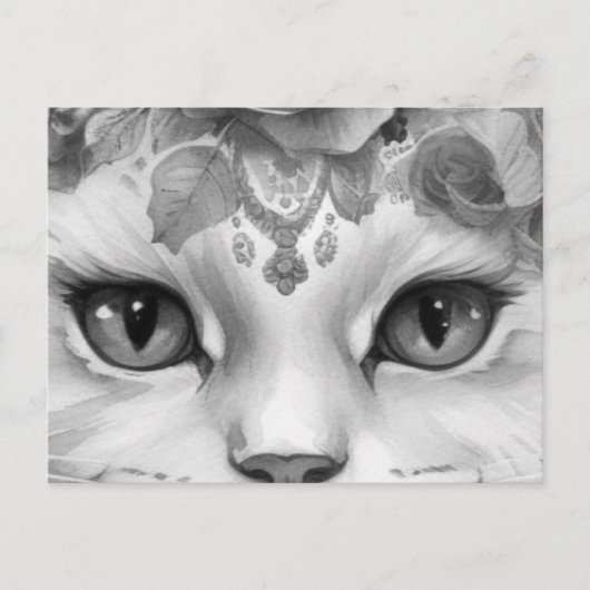 Carte Postale De mignons yeux de chat dans les tons gris (Devant)