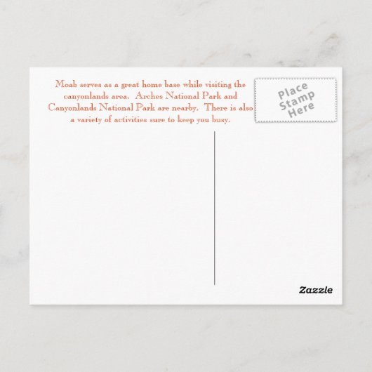 Carte postale de Moab Utah (Dos)