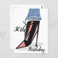Carte postale de mode femme 30e anniversaire Beaut