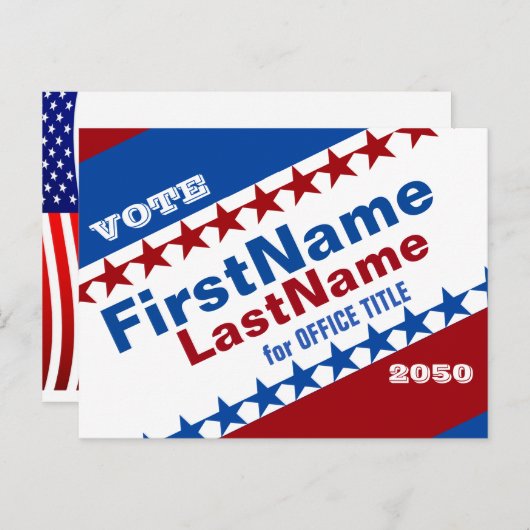 Carte postale de modèle d'élection de campagne per (Devant / Derrière)