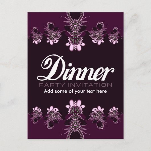 Carte postale de modèle d'invitation à un dîner (Devant)