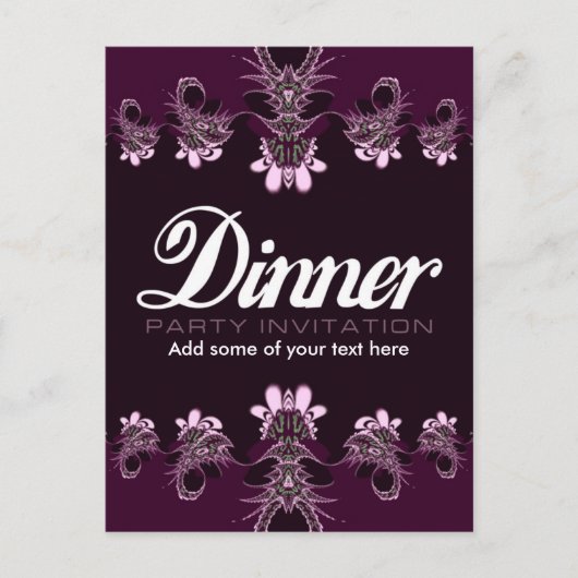 Carte postale de modèle d'invitation à un dîner (Devant)