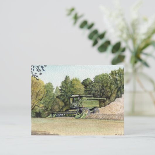 Carte postale de moissonneuse-batteuse (Debout devant)