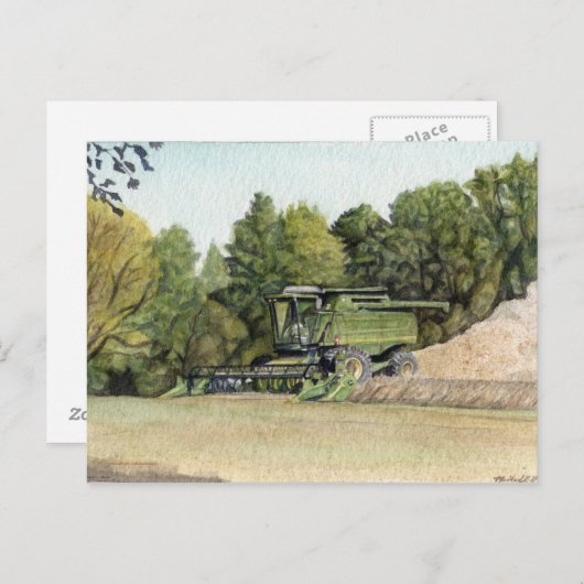 Carte postale de moissonneuse-batteuse (Devant / Derrière)