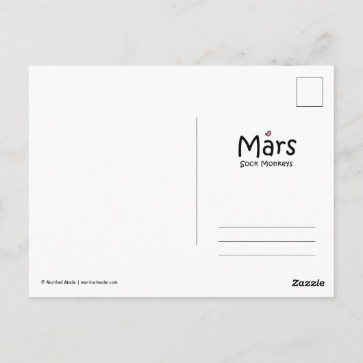 Carte postale de Monkey Sock de Mars (Dos)