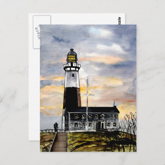 carte postale de montauk point lighthouse new york (Devant / Derrière)