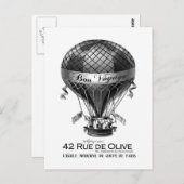 carte postale de montgolfière vintage (Devant / Derrière)