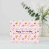 Carte postale de Motif de cupcake de jour mignonne (Debout devant)