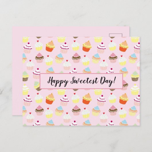 Carte postale de Motif de cupcake de jour mignonne (Devant / Derrière)