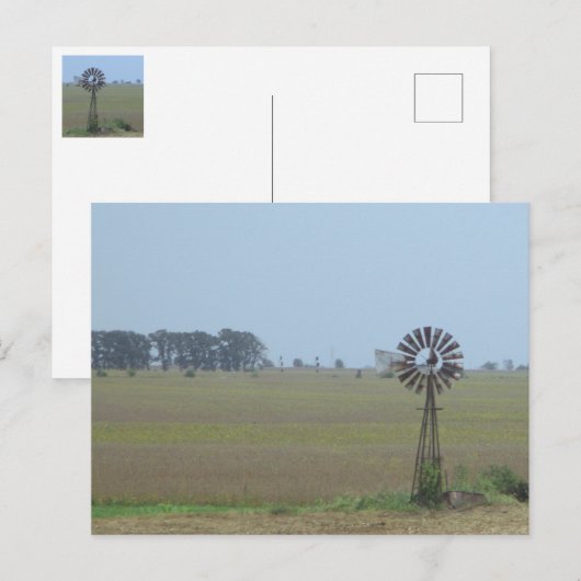 Carte postale de moulin à vent campagnard (Devant / Derrière)