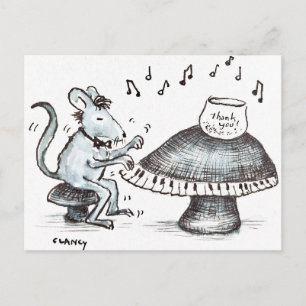 Carte postale de musicien champignon souris