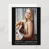 Carte postale de musicien chanteur - Noir (Devant / Derrière)