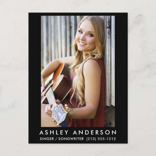 Carte postale de musicien chanteur - Noir (Devant)