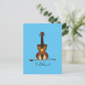Carte postale de musique de violon de hibou ViOWLi (Debout devant)