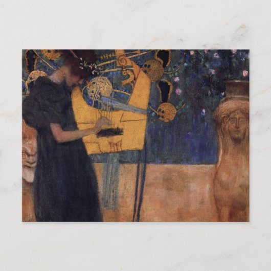 Carte postale de musique d'harpe de Gustav Kllimt (Devant)