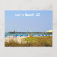 Carte postale de Myrtle Beach SC, scène de plage p
