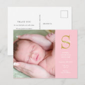 Carte postale de naissance avec monogramme et phot (Devant / Derrière)