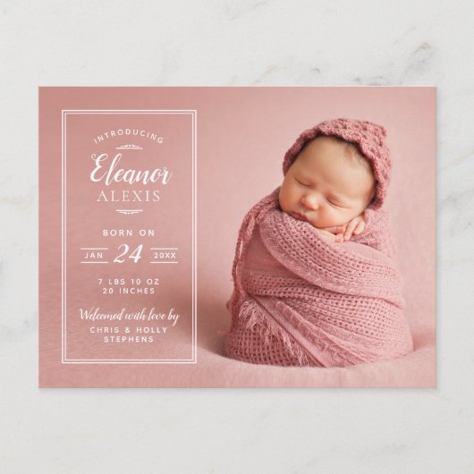 Carte postale de naissance avec superposition de p (Devant)