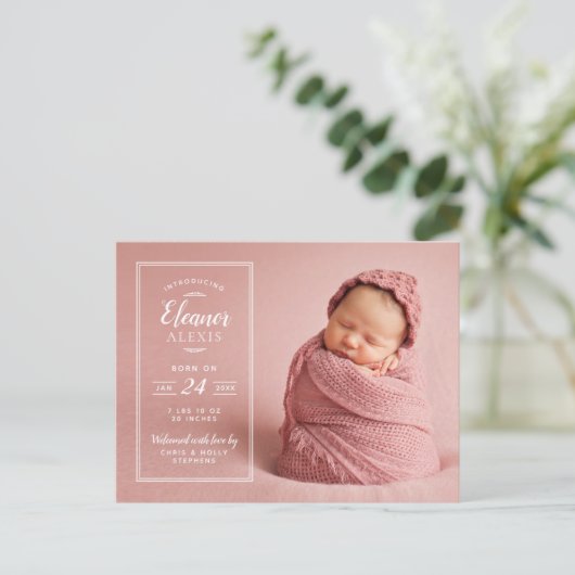 Carte postale de naissance avec superposition de p (Debout devant)