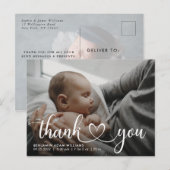 Carte postale de naissance de bébé avec écriture d (Devant / Derrière)