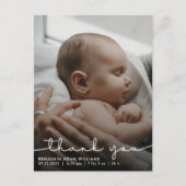 Carte postale de naissance de bébé avec un script  (Devant)