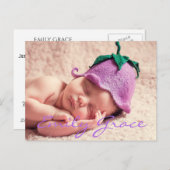 Carte postale de naissance personnalisée pour bébé (Devant / Derrière)