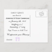 Carte postale de naissance personnalisée pour bébé (Dos)