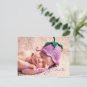 Carte postale de naissance personnalisée pour bébé (Debout devant)