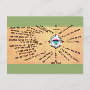 Carte postale de Nantucket avec distances