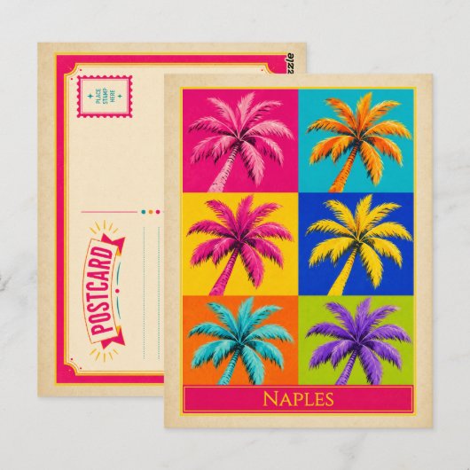 Carte postale de Naples Floride Palmier Art Pop Vi (Devant / Derrière)