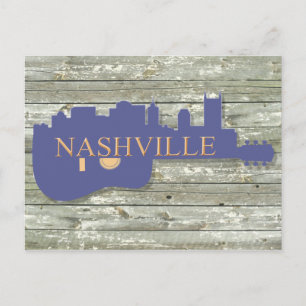 Carte postale de Nashville avec guitare sur fond d