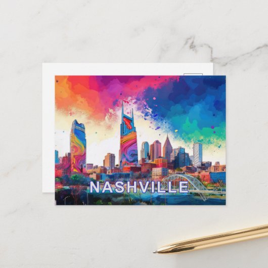 Carte postale de Nashville Music City (Devant/Arrière en situation)