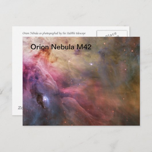 carte postale de nébuleuse d'Orion (Devant / Derrière)