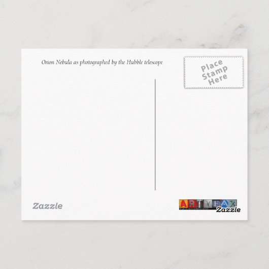 carte postale de nébuleuse d'Orion (Dos)