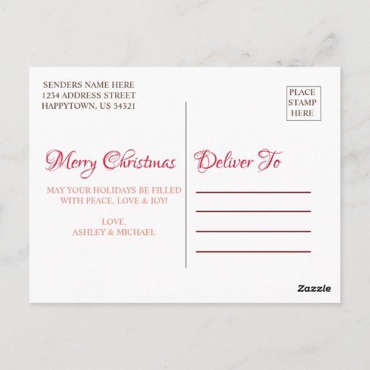 Carte postale de Noël (Dos)