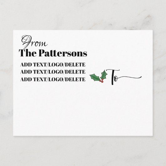 Carte postale de Noël (Dos)