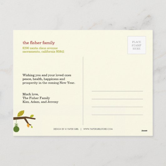 Carte postale de Noël (Dos)