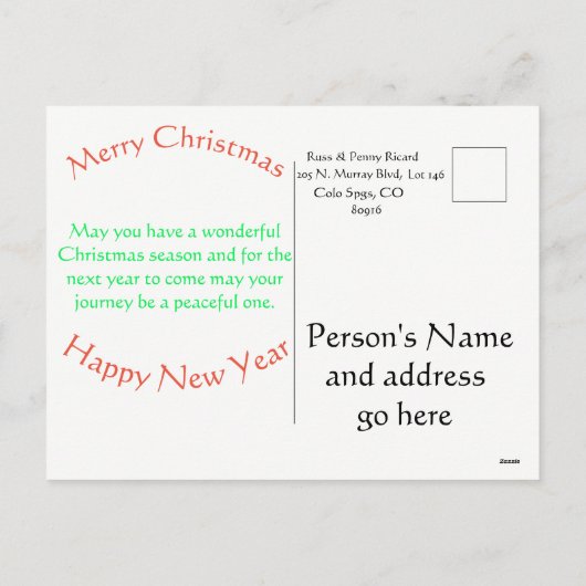 Carte postale de Noël (Dos)