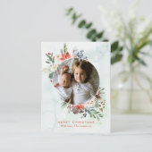 Carte postale de Noël à couronne florale délicate (Debout devant)