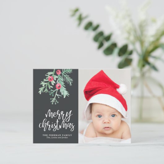 Carte postale de Noël à feuillage persistant (Debout devant)