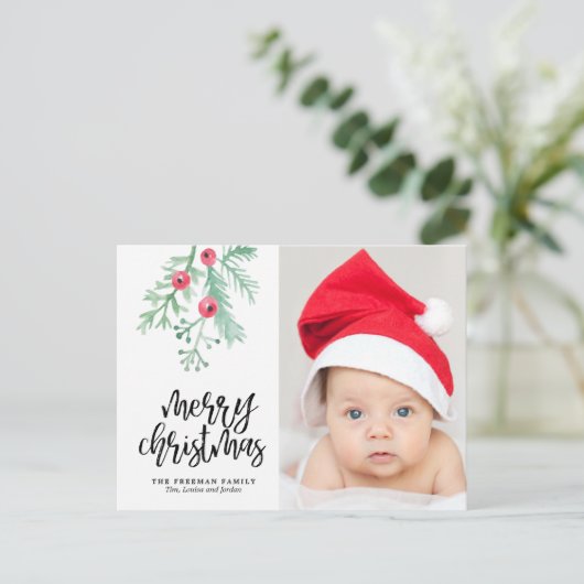 Carte postale de Noël à feuillage persistant (Debout devant)