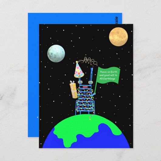 Carte postale de Noël à thème Alien par Jo Images (Devant / Derrière)