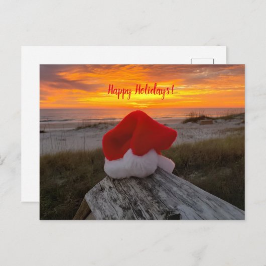 Carte postale de Noël à thème de plage (Devant / Derrière)