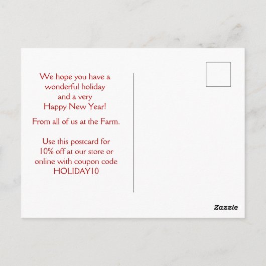 Carte postale de Noël Alpaca (Dos)