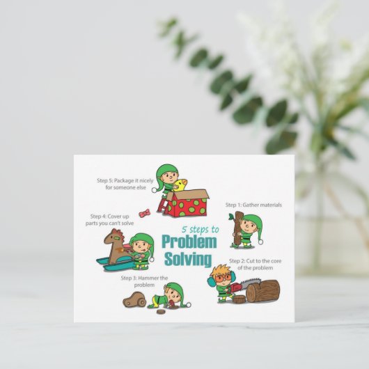 Carte postale de Noël amusante : Elfes à la résolu (Debout devant)